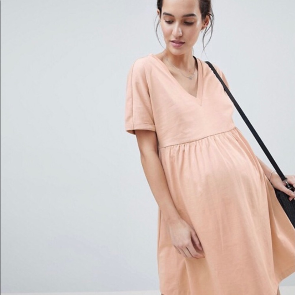 Blush cotton smock maternity dress ASOS